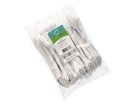 PAPSTAR Fourchette réutilisable, longueur: 185 mm, blanc