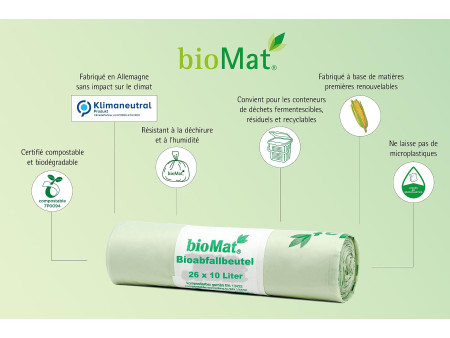 bioMAT Sac compostable, 10 litres, vert