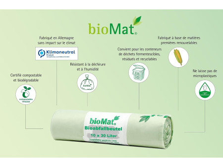 bioMAT Sac compostable, 30 litres, vert