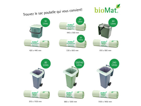 bioMAT Sac compostable, 30 litres, vert