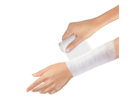 Lifemed Bande de gaze élastique, 60 mm x 4,0 m, blanc