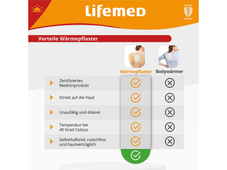 Lifemed Patch chauffant, 95 x 130 mm, pack de 2, blanc