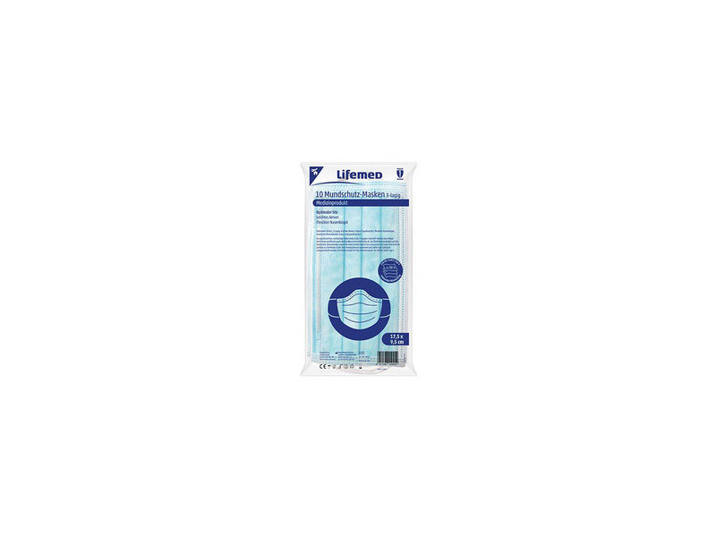 Lifemed Masque type II, 3 plis, bleu