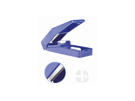 Lifemed Coupe-comprimé avec réservoir, bleu