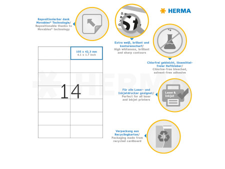 HERMA Etiquette universelle SPECIAL, 105 x 42,3 mm, blanc