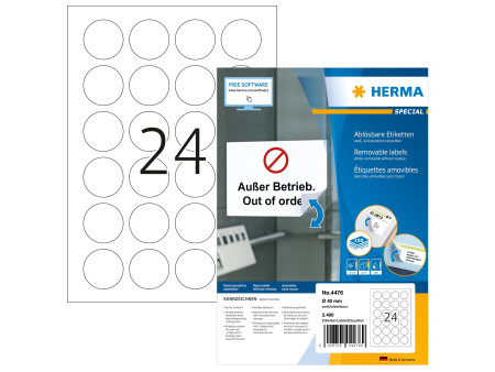 HERMA Etiquette universelle SPECIAL, diamètre: 40 mm, blanc