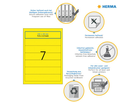 HERMA Etiquette pour classeur SPECIAL, 192 x 38 mm, jaune