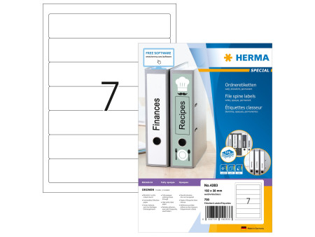 HERMA Etiquette dos de classeur SPECIAL, 192 x 38 mm, blanc