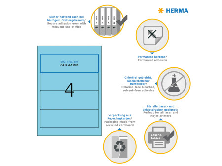 HERMA Etiquette dos de classeur SPECIAL, 192 x 61 mm, bleu