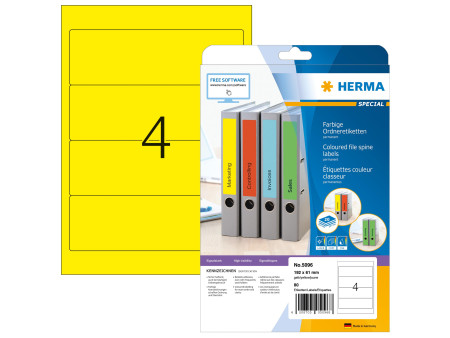 HERMA Etiquette dos de classeur SPECIAL, 192 x 61 mm, jaune
