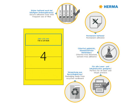 HERMA Etiquette dos de classeur SPECIAL, 192 x 61 mm, jaune