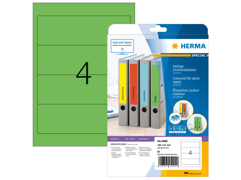 HERMA Etiquette dos de classeur SPECIAL, 192 x 61 mm, vert