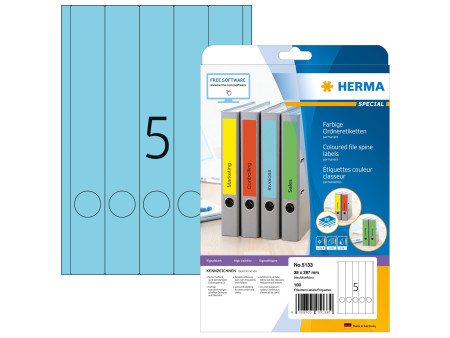 HERMA Etiquette dos de classeur SPECIAL, 38 x 297 mm, bleu