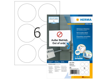 HERMA Etiquette universelle SPECIAL, diamètre: 85 mm, blanc