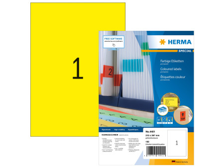 HERMA Etiquette universelle SPECIAL, 210 x 297 mm, jaune