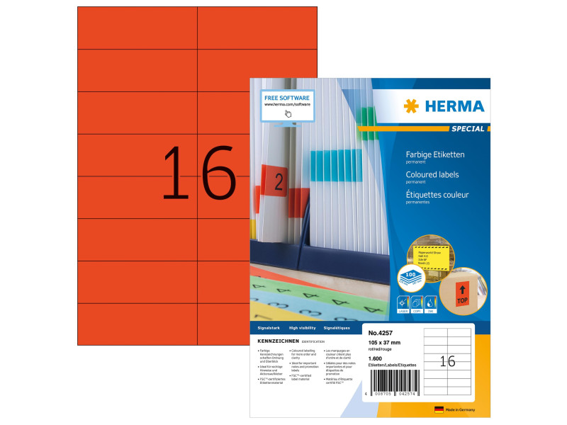 HERMA Etiquette universelle SPECIAL, 105 x 37 mm, rouge