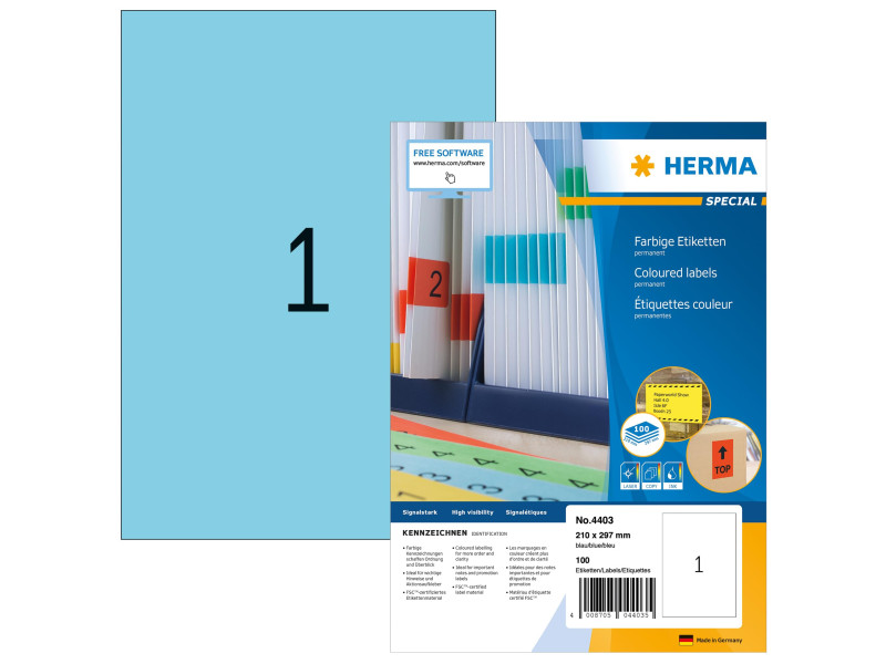 HERMA Etiquette universelle SPECIAL, 210 x 297 mm, bleu
