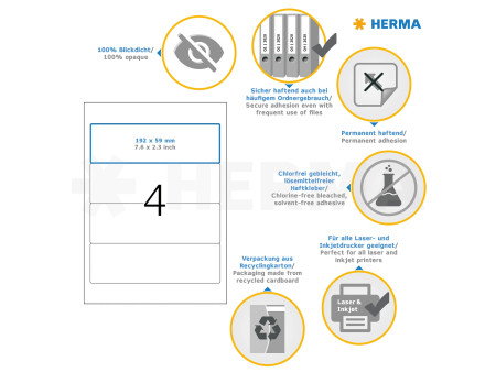 HERMA Etiquette dos de classeur SPECIAL, 192 x 59 mm, blanc