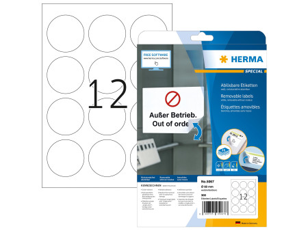 HERMA Etiquette universelle SPECIAL, diamètre: 60 mm, blanc