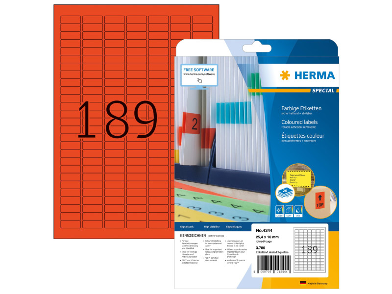 HERMA Etiquette universelle SPECIAL, 25,4 x 10 mm, rouge