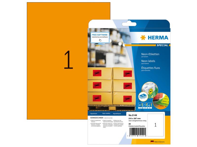 HERMA Etiquette universelle SPECIAL, 210 x 297 mm, orange