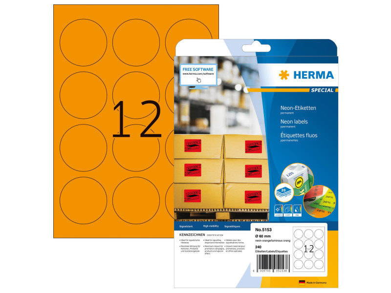 HERMA Etiquette universelle SPECIAL, rond, 60 mm, orange
