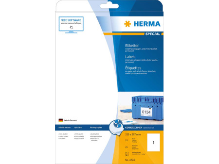 HERMA Etiquette jet d'encre SPECIAL, 210 x 297 mm, blanc