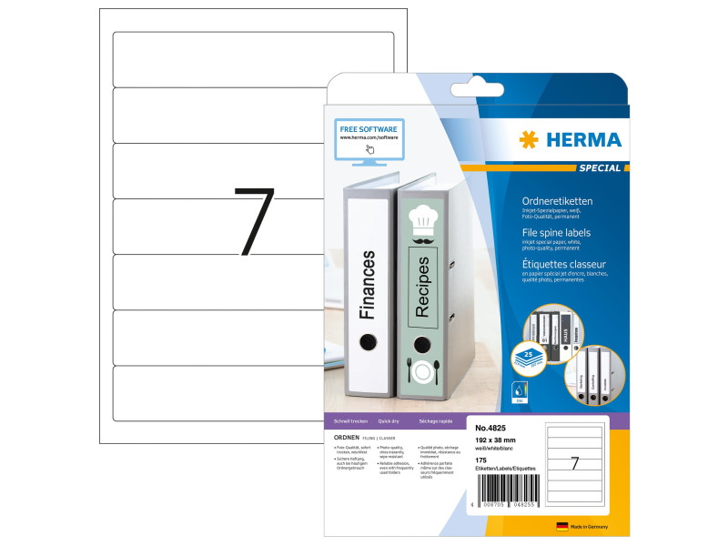 HERMA Etiquette dos de classeur SPECIAL, 192 x 38 mm, blanc