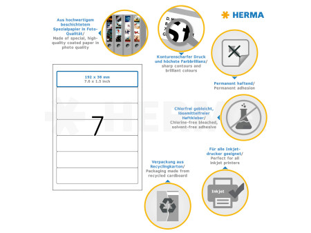 HERMA Etiquette dos de classeur SPECIAL, 192 x 38 mm, blanc