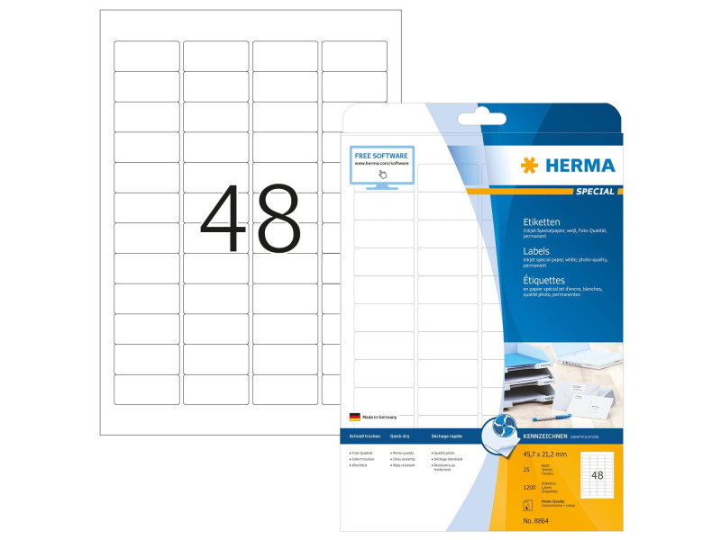 HERMA Etiquette jet d'encre SPECIAL, 45,7 x 21,2 mm, blanc