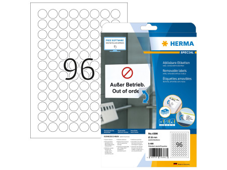 HERMA Etiquette universelle SPECIAL, diamètre: 20mm, blanc