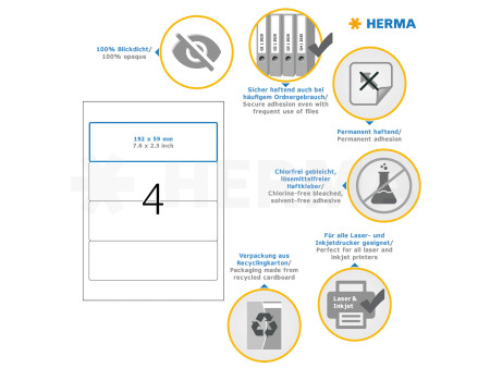 HERMA Etiquette dos de classeur SPECIAL, 192 x 59 mm, blanc
