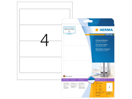 HERMA Etiquette dos de classeur SPECIAL, 192 x 61 mm, blanc