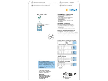 HERMA Etiquette d'adresse, 70 x 42 mm, coins pointus, blanc