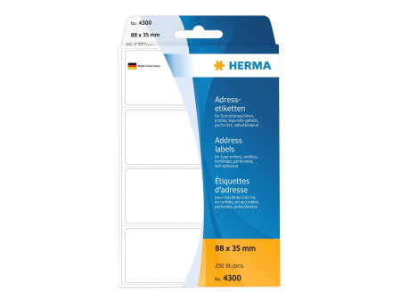 HERMA Etiquette d'adresse, 88 x 35 mm, plié en zigzag, blanc