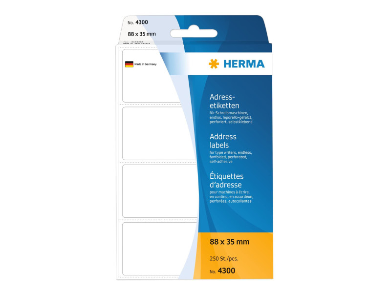 HERMA Etiquette d'adresse, 88 x 35 mm, plié en zigzag, blanc