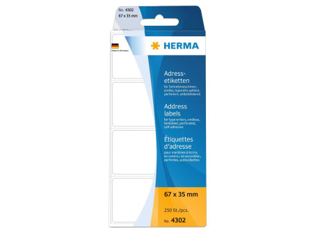 HERMA Etiquette d'adresse, 67 x 35 mm, plié en zigzag, blanc