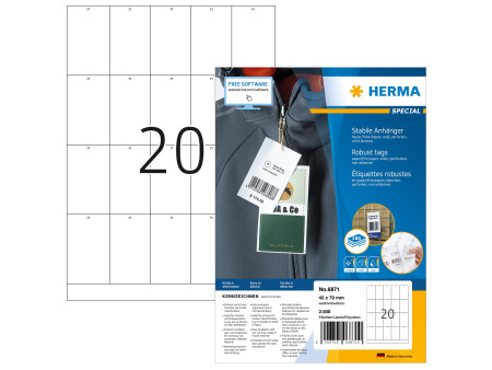 HERMA Etiquette à suspendre SPECIAL, 70 x 41 mm, blanc