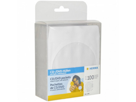 HERMA pochettes papier pour CD/DVD, avec fenêtre, blanc