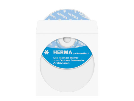 HERMA pochettes papier pour CD/DVD, avec fenêtre, blanc