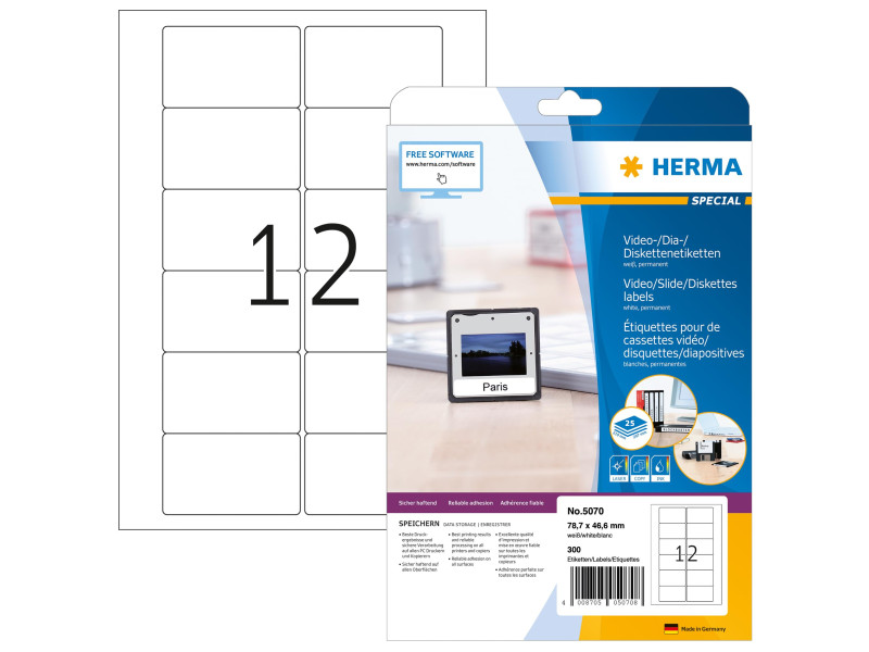 HERMA Etiquette pour cassettes vidéo SPECIAL, 78,7 x 46,6 mm