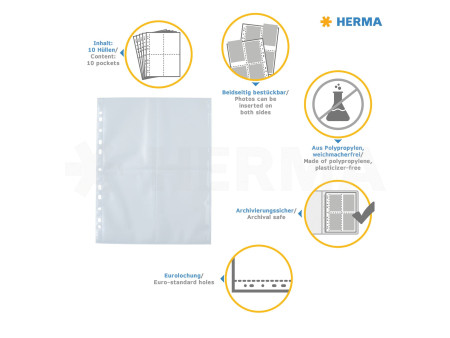 HERMA Pochettes pour photos Fotophan, format A4, pour photos