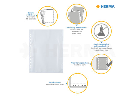 HERMA Pochettes pour photos Fotophan, format A4, pour photos
