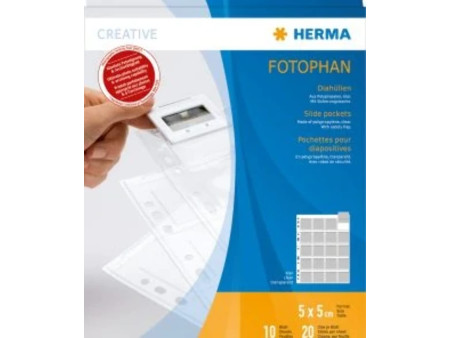 HERMA Pochettes pour petites dias, 5 x 5 cm, claires, en PP