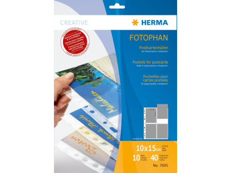 HERMA pochette pour carte postale, pour cartes 10 x 15 cm