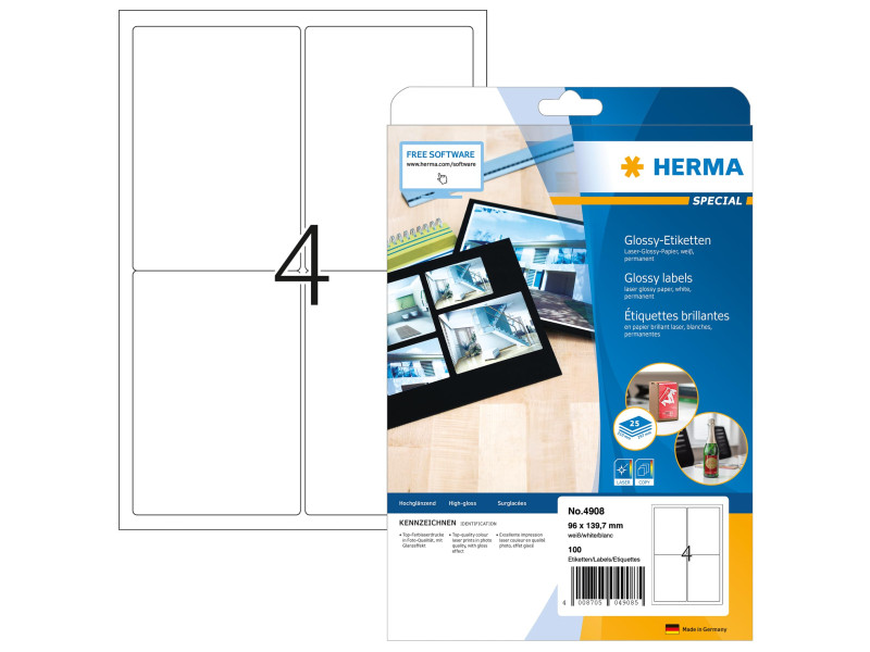 HERMA Etiquette brillante SPECIAL, 96,0 x 139,7 mm, blanc