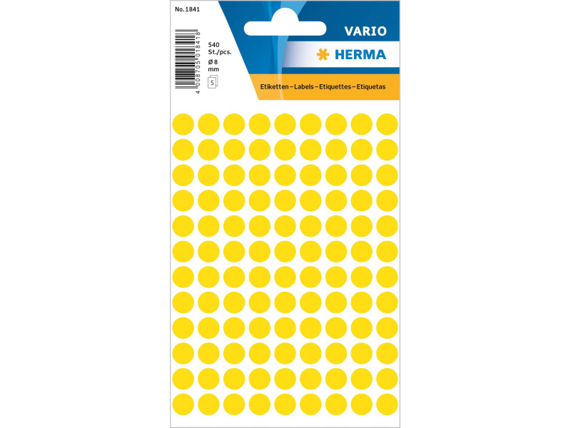 HERMA Pastille adhésive, diamètre: 8 mm, jaune