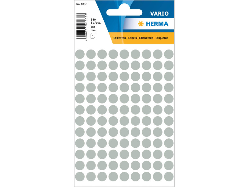 HERMA Pastille adhésive, diamètre: 8 mm, gris