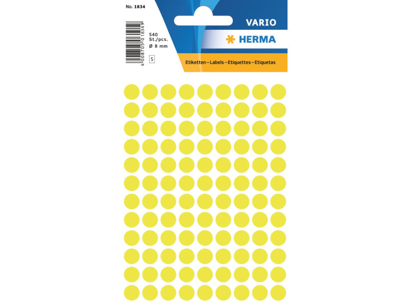HERMA Pastille adhésive, diamètre: 8 mm, jaune fluo