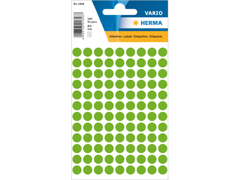 HERMA Pastille adhésive, diamètre: 8 mm, vert fluo
